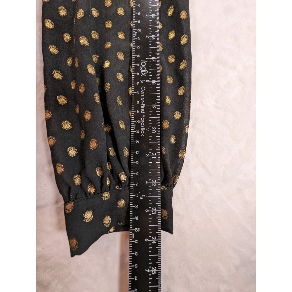 Altar'd State Women's Black Gold Polka Dot Dress Size S Deep V Neck Long Sleeve - Picture 9 of 11